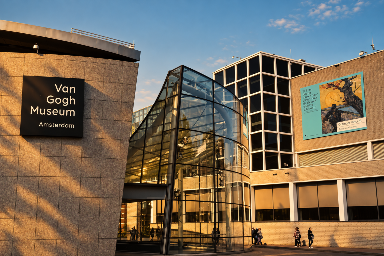 The modern exterior architecture of the Van Gogh Museum in Amsterdam